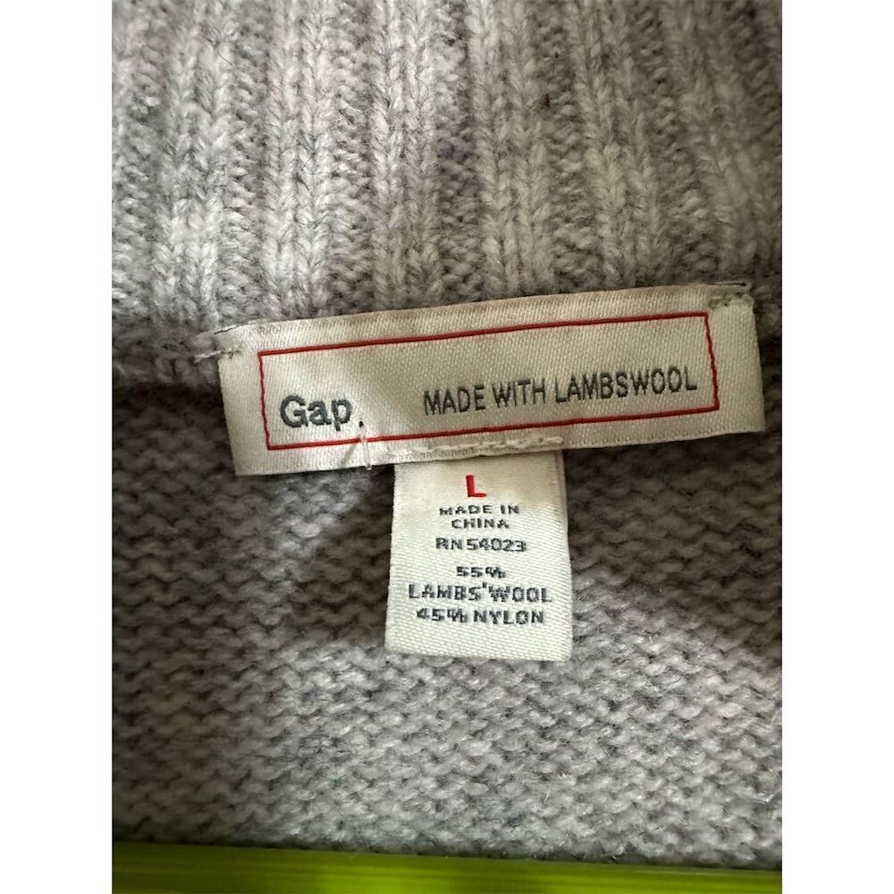 Gap Lambswool Blend Full Zip Sweater Gray Red Str… - image 4